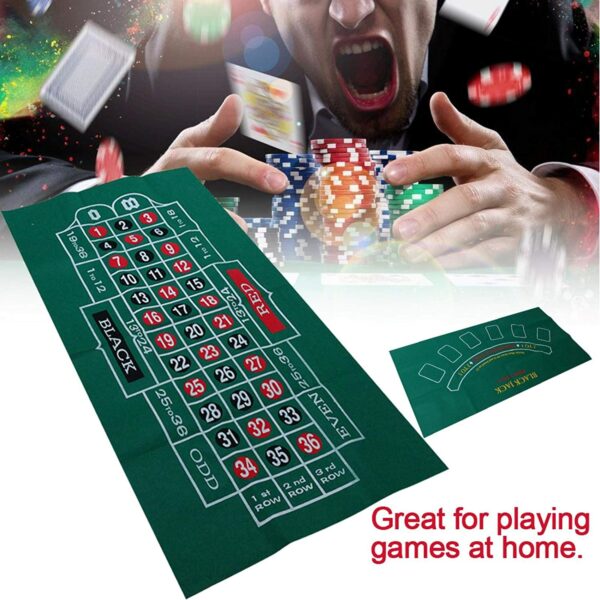 Double-Sided Roulette & Blackjack 72" x 36" Roll-up Casino Tabletop Mat - Image 8
