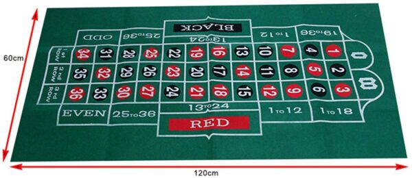 Double-Sided Roulette & Blackjack 72" x 36" Roll-up Casino Tabletop Mat - Image 2