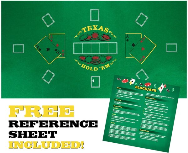 Double-Sided Texas Hold 'Em & Blackjack 36" x 18" Roll-up Casino Tabletop Mat - Image 5