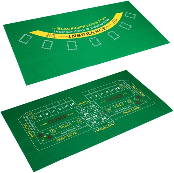 Double-Sided Craps & Blackjack 36" x 18" Roll-up Casino Tabletop Mat - Image 3