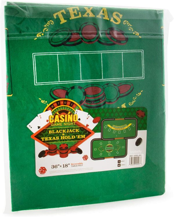 Double-Sided Texas Hold 'Em & Blackjack 36" x 18" Roll-up Casino Tabletop Mat - Image 6