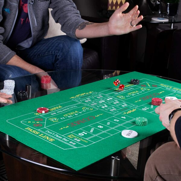 Double-Sided Craps & Blackjack 36" x 18" Roll-up Casino Tabletop Mat - Image 4