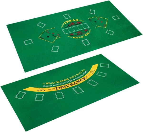 Double-Sided Texas Hold 'Em & Blackjack 36" x 18" Roll-up Casino Tabletop Mat