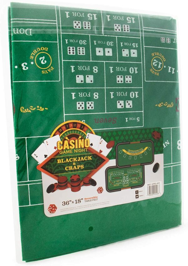 Double-Sided Craps & Blackjack 36" x 18" Roll-up Casino Tabletop Mat - Image 7