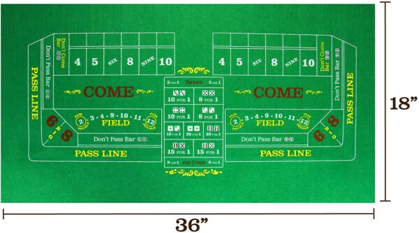Double-Sided Craps & Blackjack 36" x 18" Roll-up Casino Tabletop Mat - Image 5