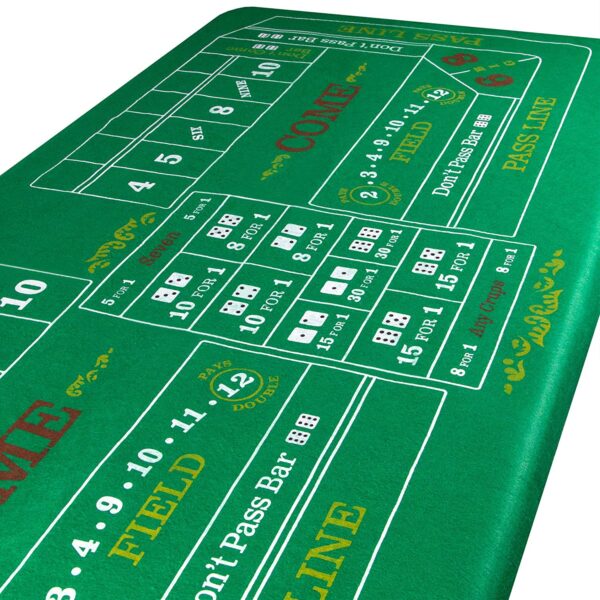 Double-Sided Roulette & Craps 72" x 36" Roll-up Casino Tabletop Mat - Image 2
