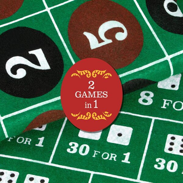 Double-Sided Roulette & Craps 72" x 36" Roll-up Casino Tabletop Mat - Image 5
