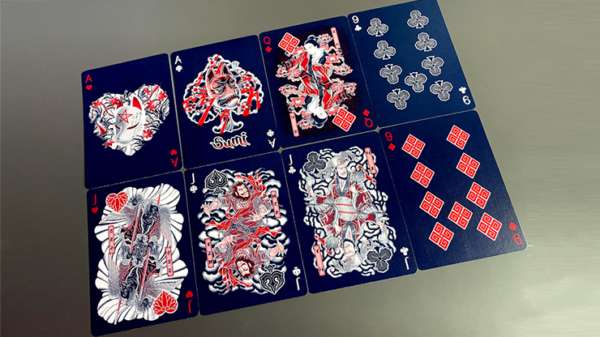 Sumi Kitsune Myth Maker (Blue/Red Craft Letterpressed Tuck) Playing Cards by Card Experiment - Image 3