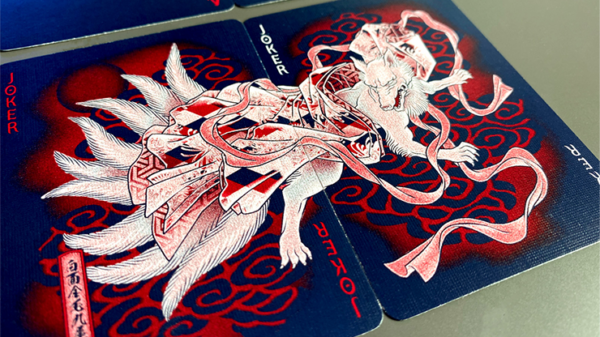 Sumi Kitsune Myth Maker (Blue/Red Craft Letterpressed Tuck) Playing Cards by Card Experiment - Image 4