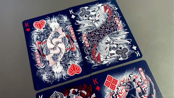 Sumi Kitsune Myth Maker (Blue/Red Craft Letterpressed Tuck) Playing Cards by Card Experiment - Image 5