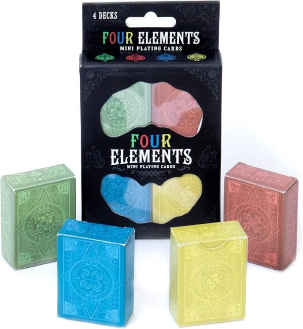 Brybelly Four Elements Miniature Playing Cards 4-pack - Tiny 1/3 Size Poker Deck
